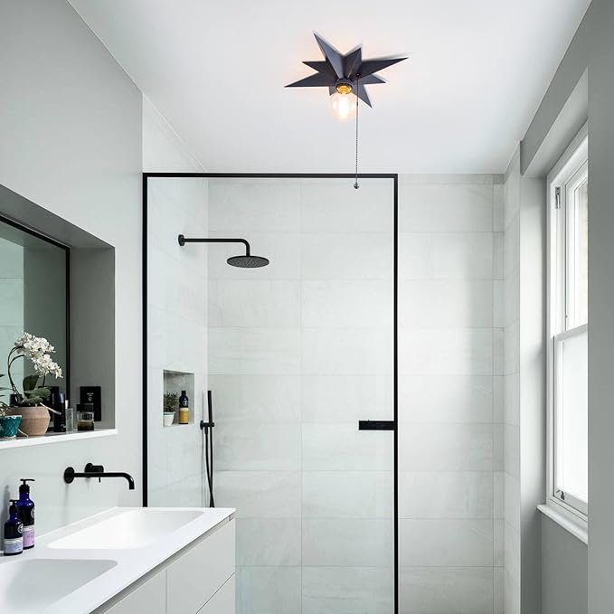 VILUXY Flush Mount Ceiling Light, Black Star Light Fixtures Ceiling with Pull Chain On/Off Switch for Hallway, Entryway, Study Room, Bedroom