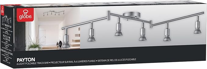 Globe Electric 59351 Payton 6-Light Foldable Track Lighting, Matte Silver