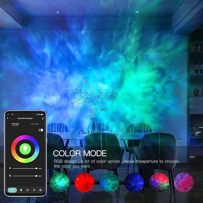 Galaxy Projector,Star Projector Galaxy Light,Smart Northern Lights Projector,Aurora Starlight Projector,Rotatable Nebula Lamp,APP&Voice Remote Control,24H Timer,LED Night Light Projector for Bedroom