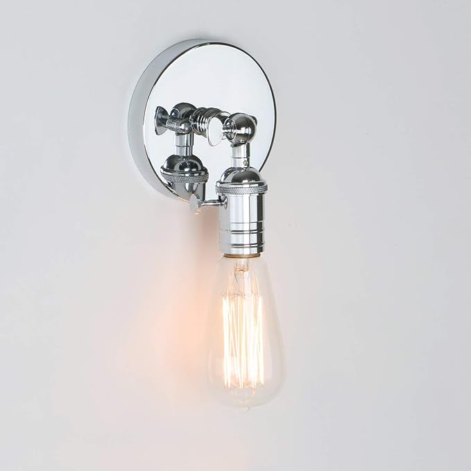 Permo Minimalist Single Socket 1- Light Wall Sconce Lighting with On/Off Switch (Chrome)