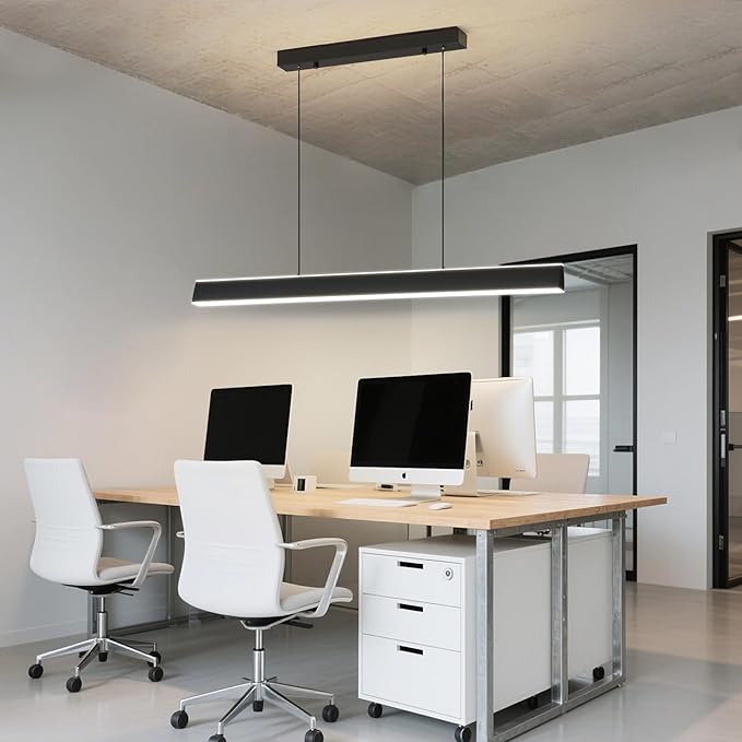 Modern Chandelier Light, 39IN LED Pendant Light with Remote Control 3000k-6500K Adjustable Color Temperature,Aluminum Island Lighting Lamp for Dining Room, Living Room