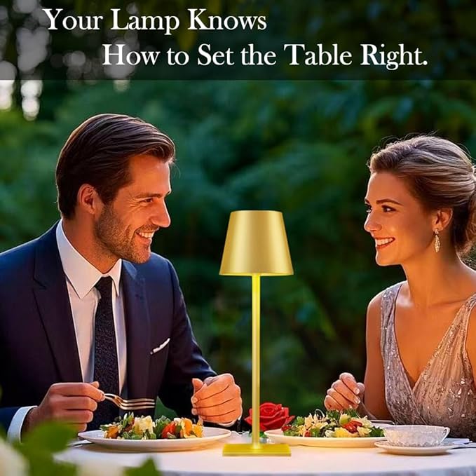 4 Pack Gold Led Cordless Table Lamps-Rechargeable Lamp Set of 4,Tabletop Lighting Outdoor Table Top Light for Restaurant Tables | Dinner | Kitchen Counter Top | Bulk of 4 Wirelss Lamps,Multi-Pack