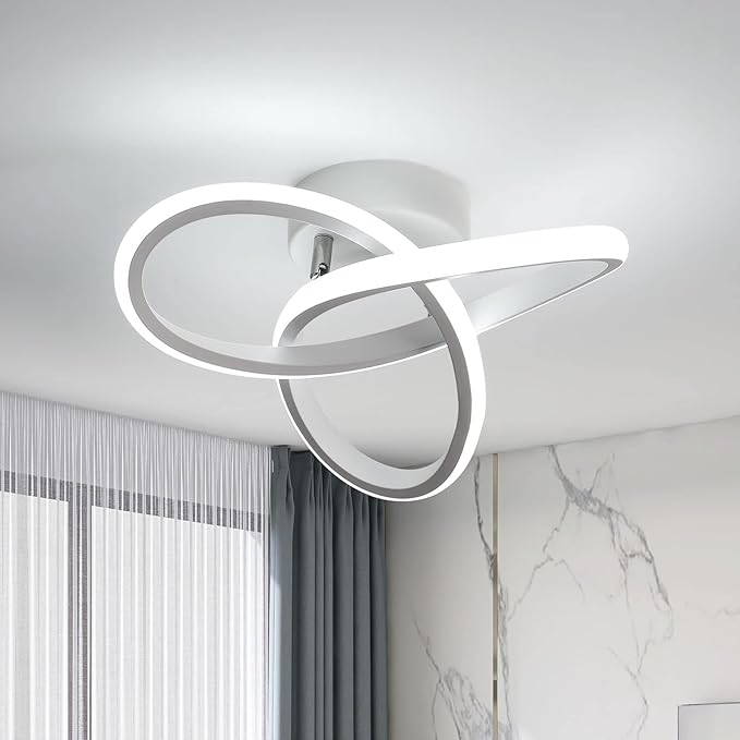 Modern LED Ceiling Light, 6500K White Light Spiral Aluminum Flush Mount Ceiling Light for Hallway, Kitchen, Balcony, Corridor, Laundry Room