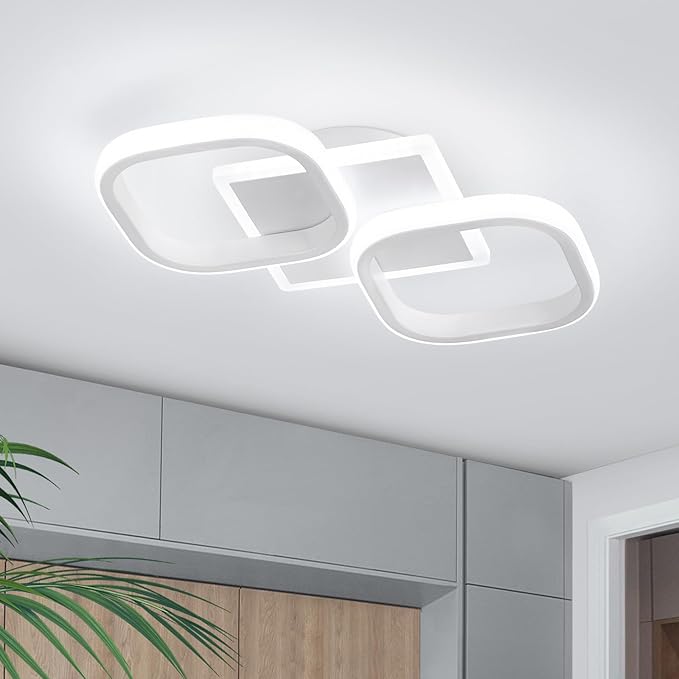 ElDISUNY Modern Ceiling Lights LED 30w White Elegant Square Lamp LED Ceiling Lights Fixture for Indoor Home Hallway Office Kitchen Living Room Bedroom Dining Room -30w Cool White Light 6000K