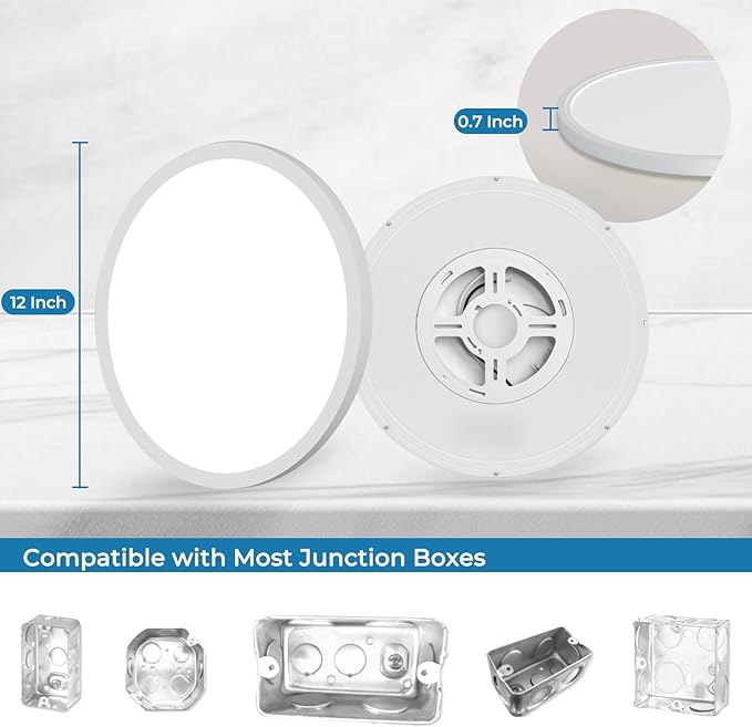 6Pack 12 Inch Slim Dimmable LED Flush Mount Ceiling Light Fixture, 24W=2640LM & 5CCT Selectable (2700K-6500K), Low Profile House Upgrade Led Light for Hallway, Porch & Closets, White