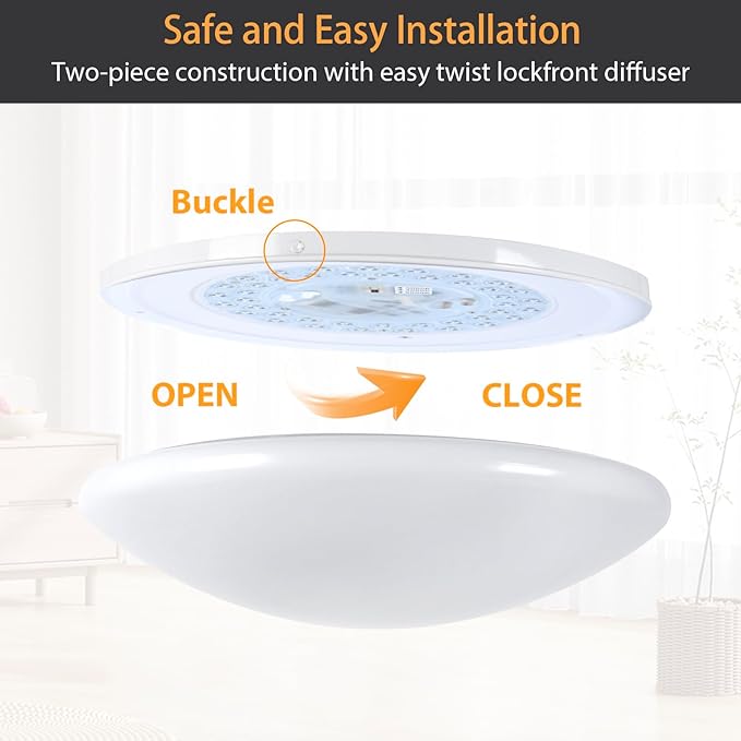 13 inch Flush Mount Ceiling Light, Dimmable LED Ceiling Fixture with 3 Color Temperatures (3000K/4000K/5000K), Ultra Thin Round Design for Kitchen, Bathroom, Bedroom, Hallway - ETL Certified