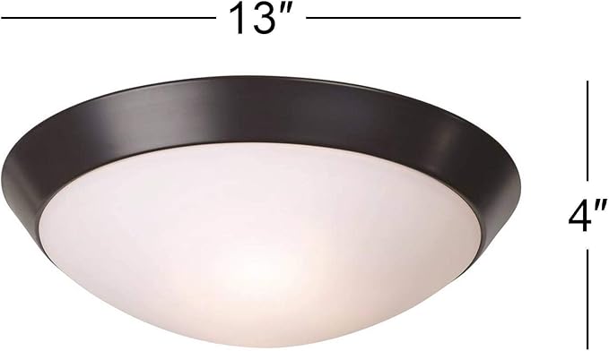 360 Lighting Davis Modern Small Ceiling Light Flush Mount Fixture Oil Rubbed Bronze 13" Wide Frosted Glass Dome for House Bedroom Hallway Living Room Bathroom Dining Kitchen