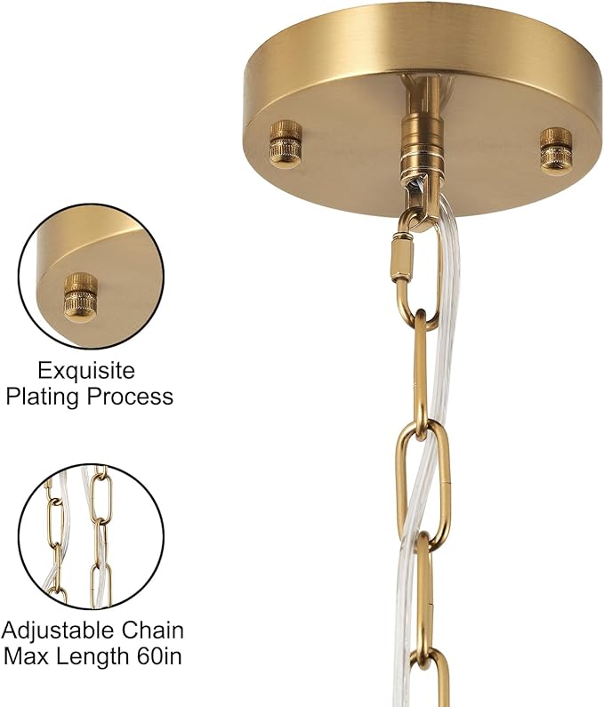 20" Rattan Hand-Woven Boho Chandelier for Dining Room, 6-Light Rattan Drum Wicker Farmhouse Large Vintage Chandelier Pendant Light Fixture for Kitchen Island Entryway(Gold)