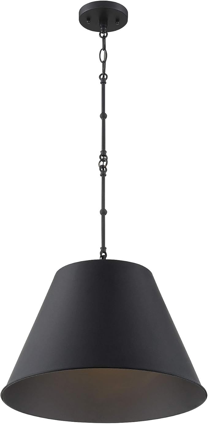 Savoy House 7-132-1-89 Alden Traditional Metal Bell Pendant, 1-Light 60 Watt, 9" H x 12" W, Matte Black
