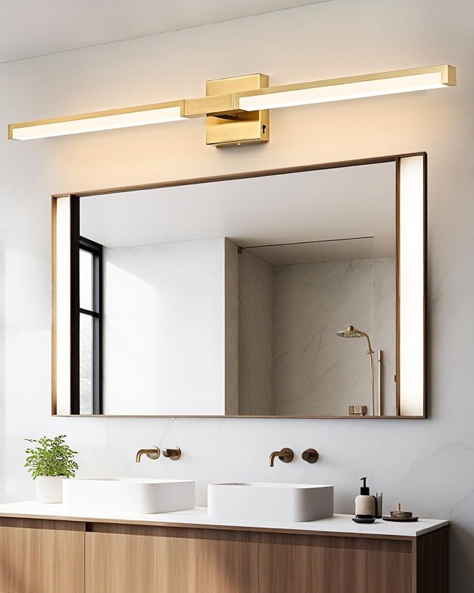 OKELI 40 Inch Bathroom Vanity Light Fixtures, Gold Modern Light Fixtures Over Mirror, 24W 5CCT Dimmable Wall Light