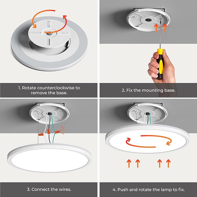 Matane 2Pack 12in LED Flush Mount Ceiling Light Fixture with Remote Control, Nightlight 2000K Warm, 3000K-6500K Adjustable, Low Profile Ceiling Lights for Bedroom, Kitchen, Living Room, White