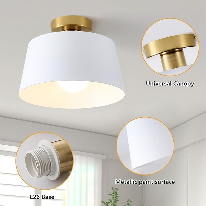 Minimalist Round Ceiling Lamp with Metal Frame, Clean Lines Design, Click for a Full View