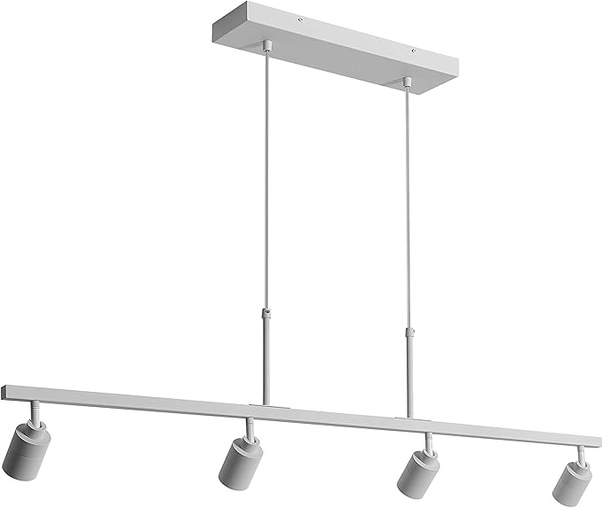 Shura - 4-Light White Integrated LED Track Light Pendant w/Rotatable Spotlight Heads, Hanging Ceiling Spotlight Fixture, 3000K, 1960 Lumens