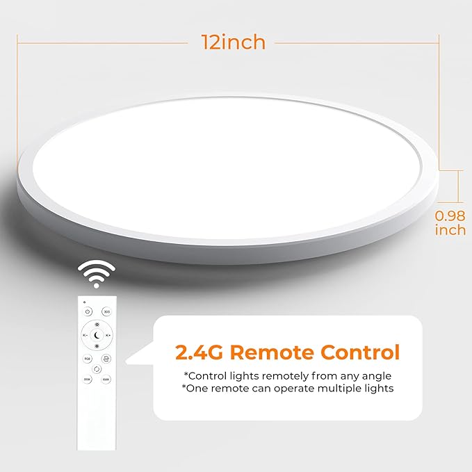 Annaror RGB LED Flush Mount Ceiling Light with Remote, 12 Inch Color Changing Light Fixture Dimmable 3000K-6500K, 24W Thin Round Ceiling Light for Bedroom Kids Room Living Room