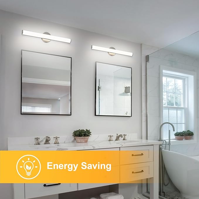 OOWOLF LED Bathroom Vanity Light 2Pack, 16W 24inch Bathroom Lights Fixture,1600LM Led Vanity Lights Bar, 4000K Natural White Bath Wall Lighting Fixture Sconce Indoor, Vanity Light Fixtures Over Mirror