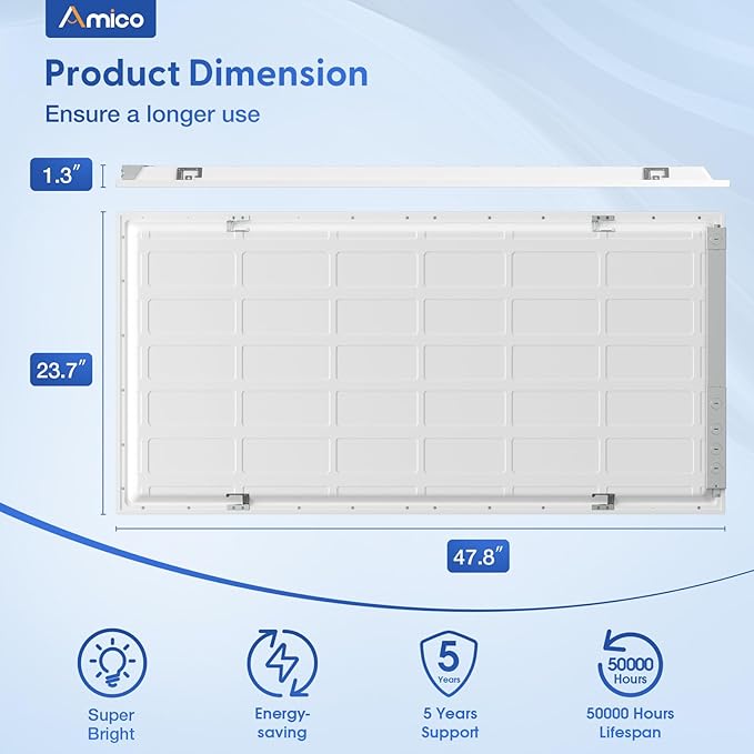 Amico 72 Pack 2x4 LED Flat Panel Light Fixture, 6250 LM, 4000K/5000K/6500K, 30W/40W/50W, Dimmable 0-10V, LED Drop Ceiling Lights for Office Commercial Use, Dustproof ETL Listed, FCC, DLC