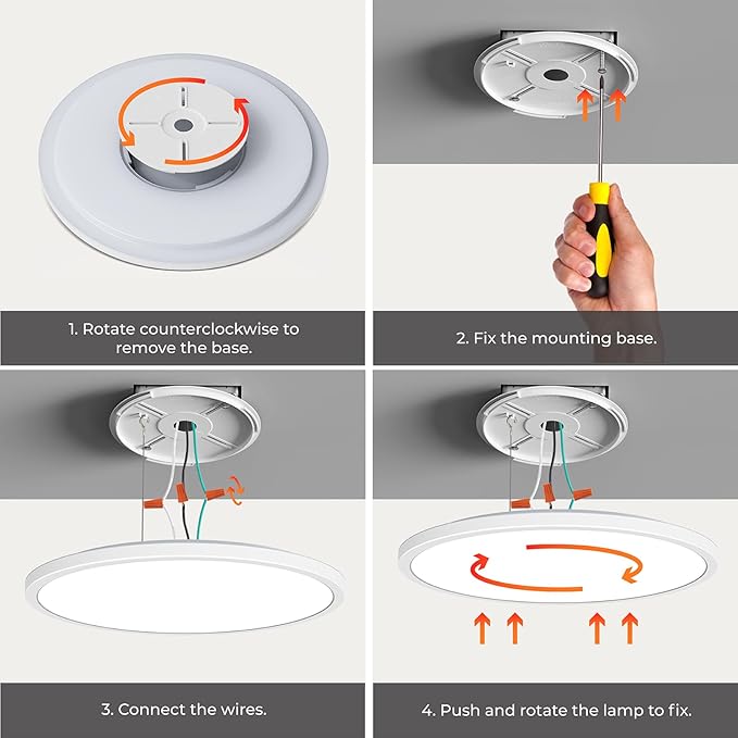 Matane 15.4in LED Flush Mount Ceiling Light Fixture with Remote, 2000K Warm Nightlight, Dimmable 3000K-6500K Low Profile Ceiling Lights for Bedroom, Living Room, 3600LM, White