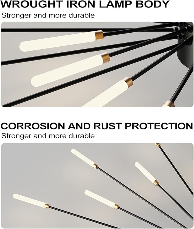 Ceiling Light Modern LED Ceiling Lamps,Flower Shape Ceiling Lights,Flush Mount Chandelier,Metal Acrylic Ceiling Lamps,Living Room Light Fixtures Ceiling for Bedroom,Dining Room(Black,28 Heads)