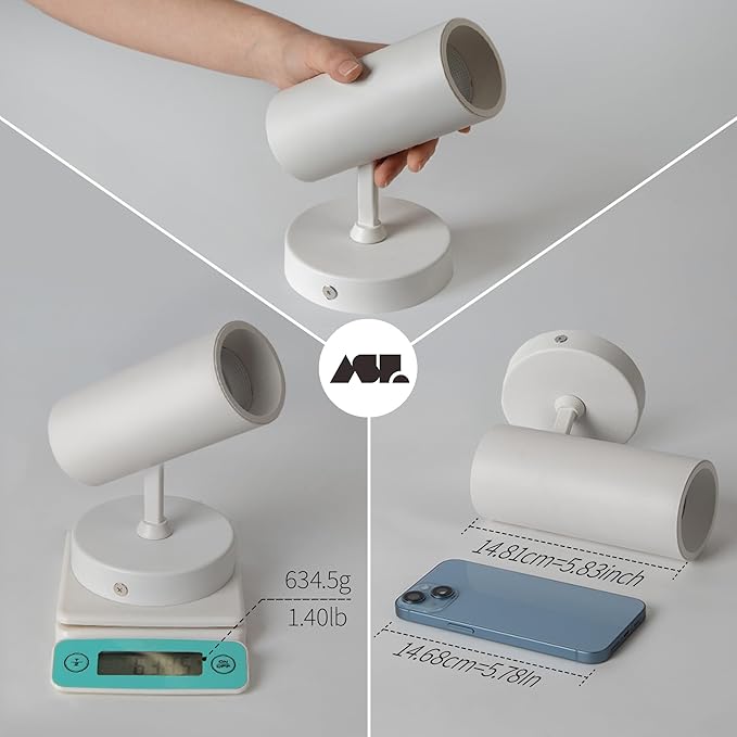 Aisilan 4 Pack 9W LED Modern Directional Dimmable Spotlight Indoor, Adjustable Angle Anti-Glare Wired Ceiling Spot Light Lamp for Living Room, Picture, Panting Accent Lighting, Warm Light, White