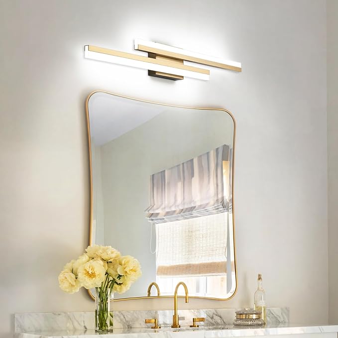 PRESDE 32 Inch LED Bathroom Light Fixtures Over Mirror Brushed Gold Vanity Light Modern Bath Lighting Bar 5CCT