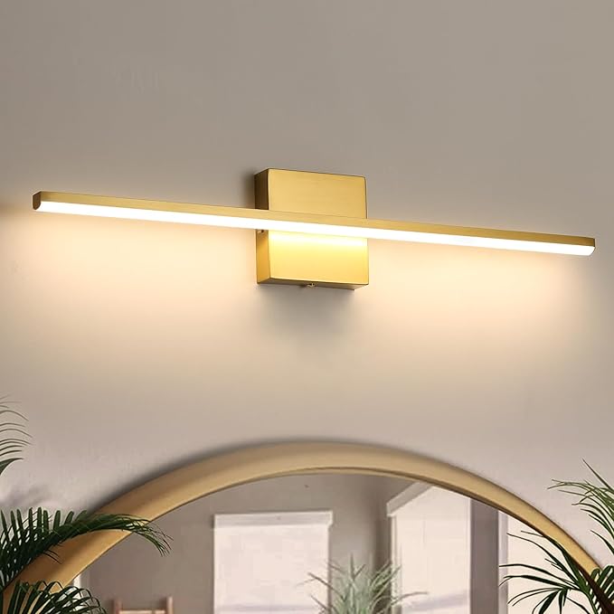 Modern Bathroom Vanity Light 24 Inch, 18W Brushed Gold Bathroom Light Fixture Over Mirror, Dimmable 5CCT LED Wall Sconce Lighting for Restro