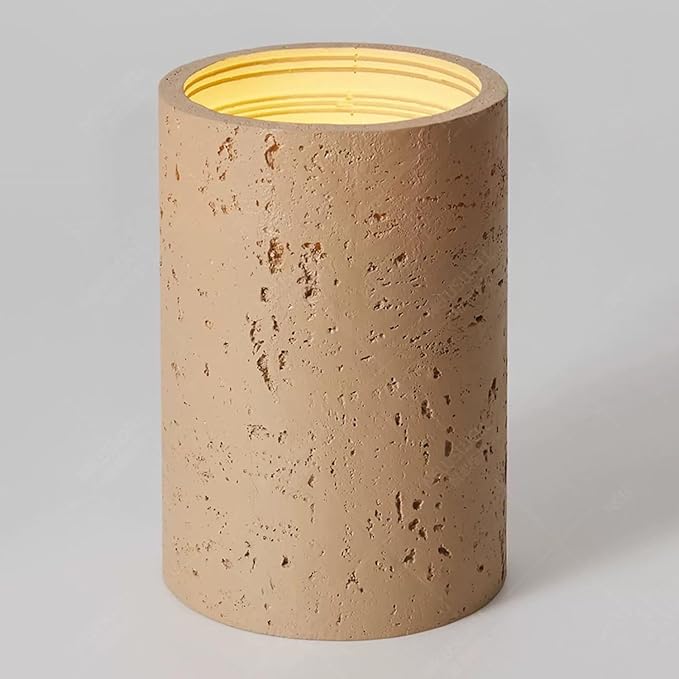 Modern Minimalist Concrete Ceiling Light Fixture Flush Mount LED Ceiling Lamp for Living Room, Bedroom, Hallway Wabi-Sabi Style Cement Cylinder Spotlight Warm White 3000K(Earthy Color,H-20cm)