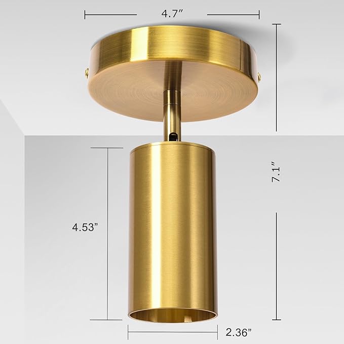 Track Lighting Ceiling Spotlight, Gold Ceiling Light Fixture, Gu10 Spotlights Indoor Angle Adjustment Modern Wall Lamp for Living Room, Gallery, Cabinet, Hallway, Bedroom 2 Packs