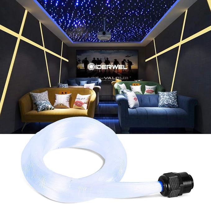 GIDERWEL Fiber Optic Cable 9.8ft 300pcs 0.03in(0.75mm) Plastic End Glow Optical Fiber Cables for Fiber Optic Lights Star Sky Ceiling and Any Kind Light Engine Driver(Not Include Light Engine)