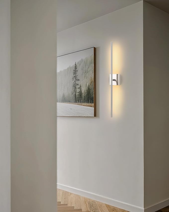 KDG Cordless Wall Sconces Set of 2, Wireless 5200mAh Rechargeable Battery Operated LED Wall Lamps with Remote, 360° Rotate Lightings for Wall Painting, Bedroom, Hallway, Night Light 31.5 inch (Nickel)