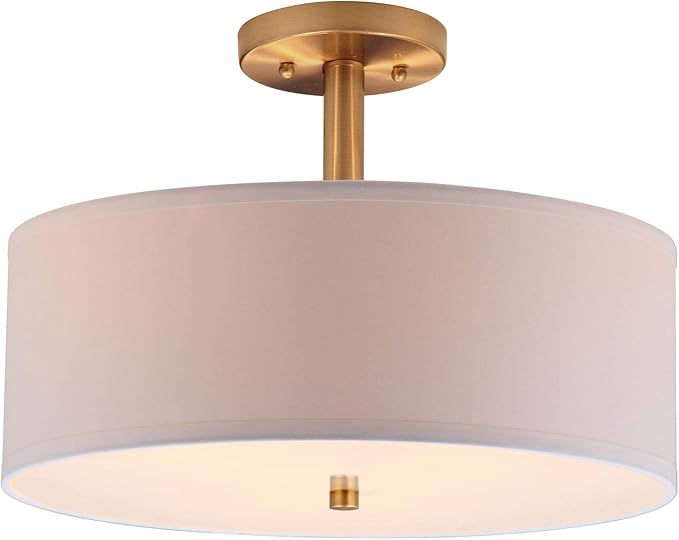 SAFAVIEH Lighting Collection Clara Gold 16-inch Diameter Semi Flush Mount Ceiling Light Fixture (LED Bulbs Included)