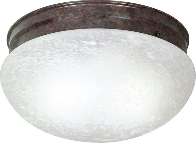 Nuvo Lighting SF76/676 Two Light Mushroom Flush, Old Bronze/Alabaster Glass
