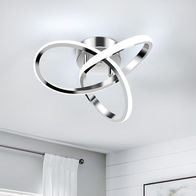 Goeco Modern LED Ceiling Light, 9.8'' 6500K Semi Flush Cool White Design for Bedroom, Corridor, Bathroom, Office, Kitchen, Laundry Room