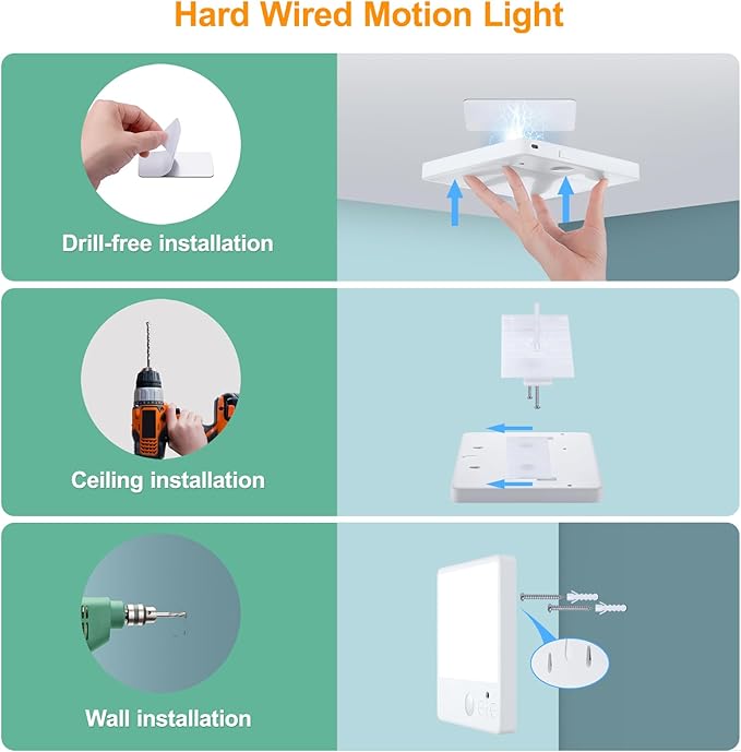 Motion Sensor Closet Light, 8W 7000mAh Rechargeable Ceiling Light with Remote,3 Color Temperatures and Dimmable, Magnetic Mount LED Shower Light for Bathroom|Stairs| Hallway|Garage