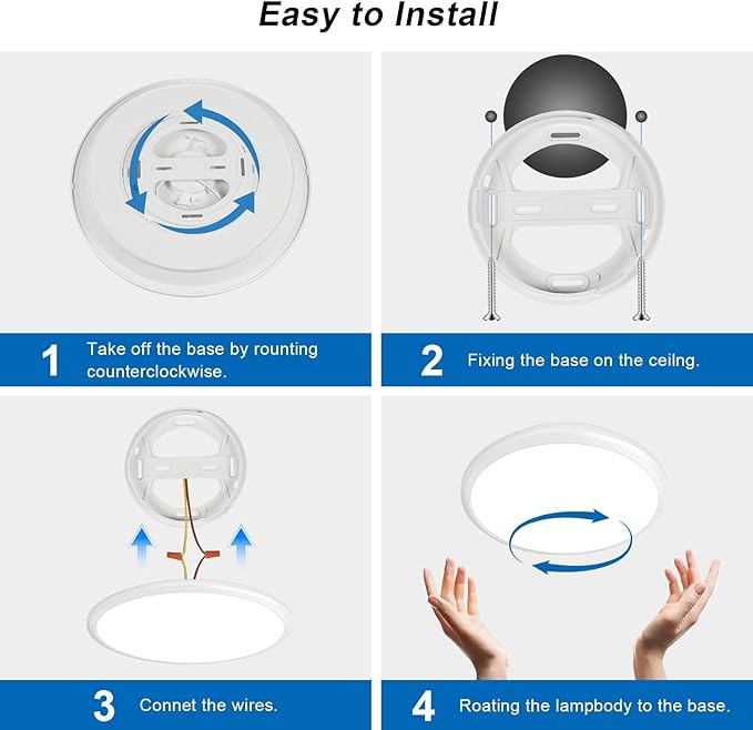 12 Inch LED Ceiling Light, 6500K Cool White 2100LM Ceiling Light Fixture, IP54 Outdoor Ceiling Light for Porch, Hallway, Bathroom, Living Room, Laundry, Bedroom, Outdoor/Indoor