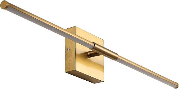 JONATHAN Y 28" Brass Gold Modern Dimmable Integrated LED Wall Sconce, Minimalist Adjustable Metal Vanity Light for Bathroom Mirror, Bedroom, Hallway, 3000K, ETL Listed (JYL7041B)