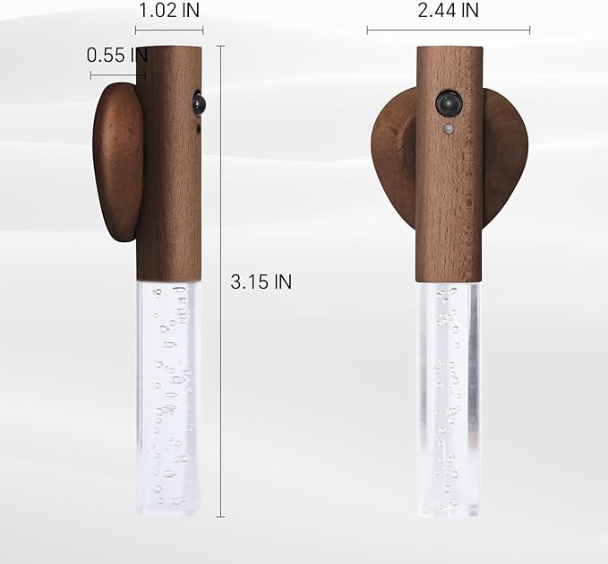 Motion Sensor Night Lights Indoor, Rechargeable Night Lights Wall Sconces Wooden Set of 2, Battery Powered Magnetic Wall Sconces Decor for Bedroom, Hallway, Bathroom, Stairway, Closet(Walnut Wood)