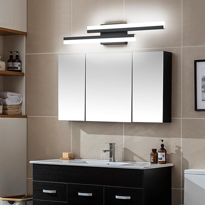 PRESDE 24 Inch LED Bathroom Vanity Light Bar, Modern Black Wall Lighting Fixture Over Mirror 5CCT