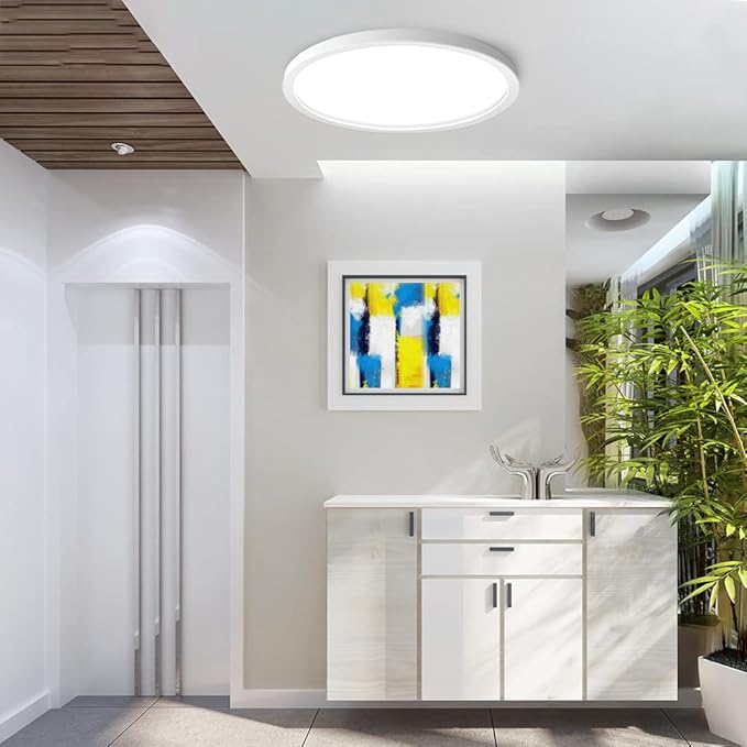 9 inch LED Flush Mount Ceiling Light Fixture, 5000K Daylight White 18W Flat Modern Ceiling Lighting, 1800LM Ceiling Lamp for Bathroom Porch, Kitchen, Bedroom, Living Room, Hallway