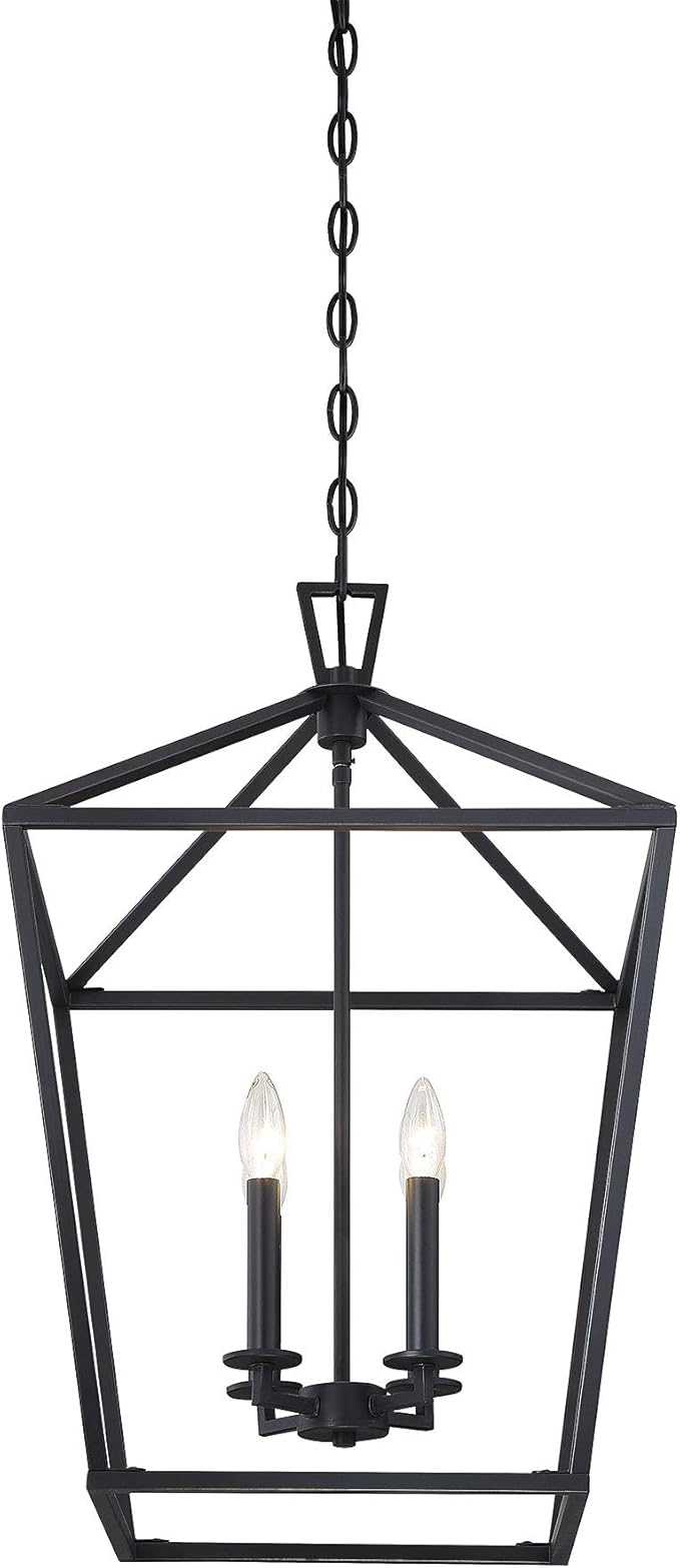 Savoy House 1-321-4-89 Townsend Traditional Open Frame Pendant Light Fixture, 4-Light 240 Total Watts, 26" H x 17" W, Matte Black