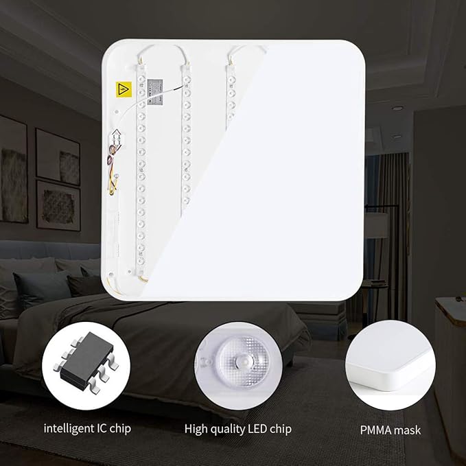 Ganeed LED Flush Mount Ceiling Light,15.7 inch 36W Modern Ceiling Lamp Square,6500K Cool White Lighting Fixture for Living Room/Kitchen/Bedroom/Dining Room,White