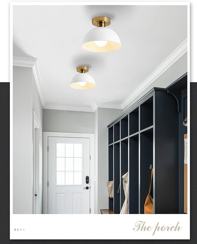 Semi Flush Mount Ceiling Light, Modern Ceiling Light Fixture for Kitchen Island Dining Room Foyer Hallway Porch Barn Loft,10in