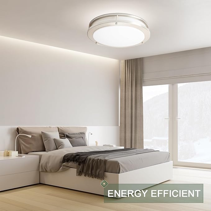 OOWOLF 13.01inch LED Flush Mount Ceiling Light Fixture Remote Dimmable Matte Black, Easy Install LED Ceiling Lamp Without Flicker, Super Bright 36W 3600LM Warm to White Light 2700K to 6500K 2-Pack