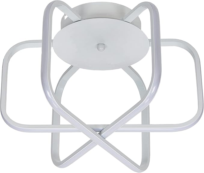 Ultralux 15 inch Modern White Atom Ceiling Light Fixtures, Bright and TRIAC Dimmable, 2050 Lumens 3000K, Integrated LED Light Fixture for Living Room or Kitchen LED Flush Mount Ceiling Light
