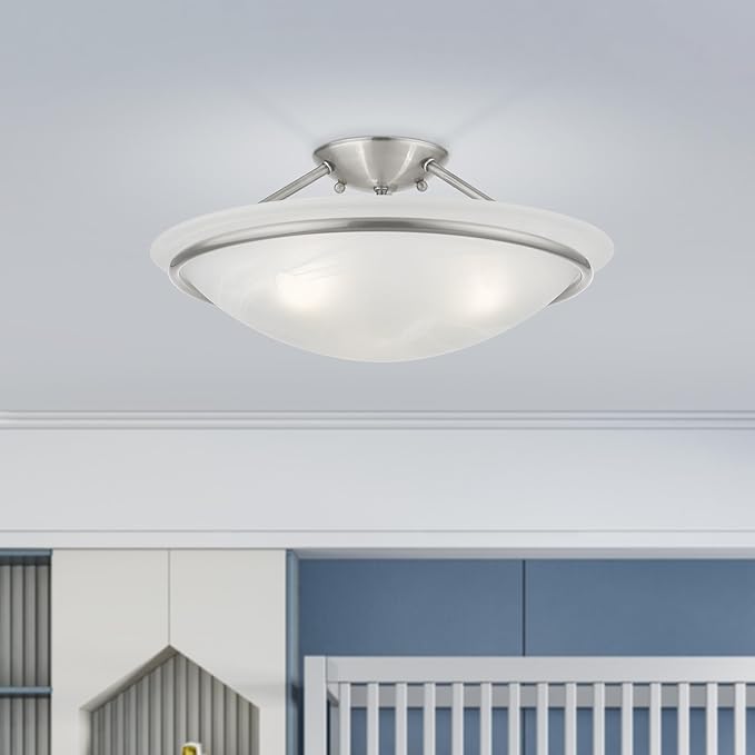 Livex Lighting 4824-91 Newburgh 3-Light Ceiling Mount, Brushed Nickel