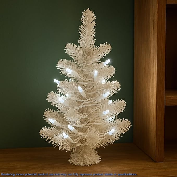 Novelty Lights 35 Light LED Christmas Mini Light Set, Outdoor Curtain Wreath Craft Bottle String Lights, Pure White, Non-Connectable, White Wire, 13.5 Feet…