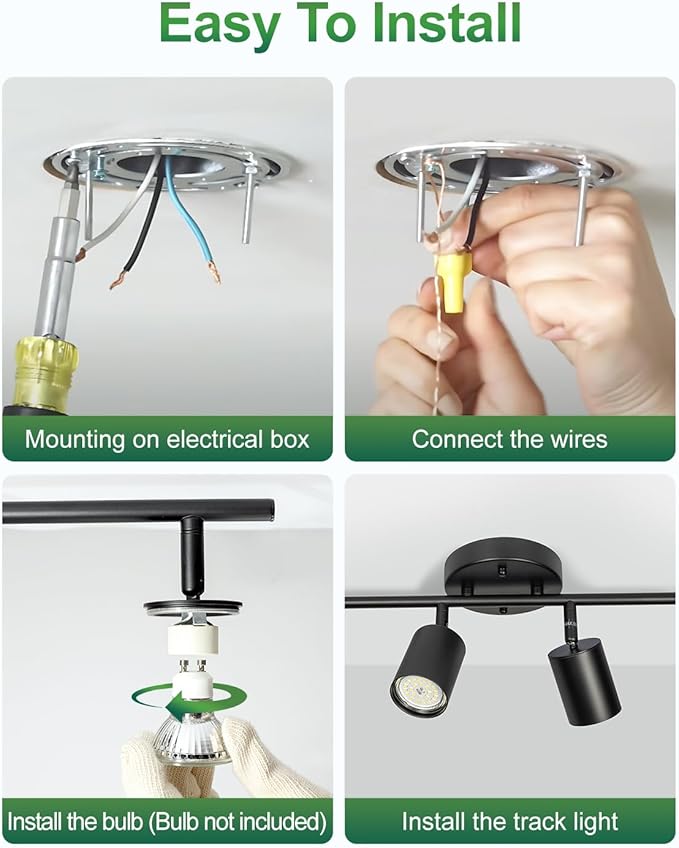 6 Ways Track Lighting, Rotatable Heads Tracks Light, Track Lightings Fixtures Ceiling with Foldable Arms, Modern Black Tracks Light for Kitchen, Living Room, Hallway(Bulbs Not Included)
