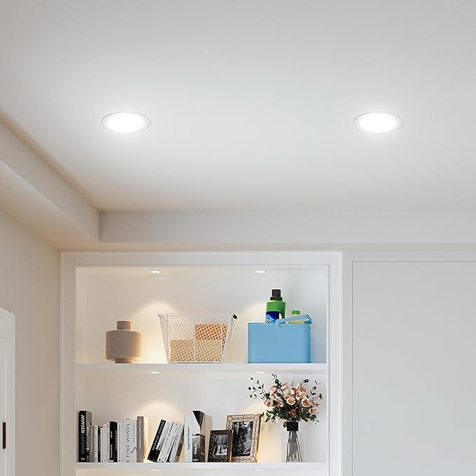 Amico 48 Pack 4 Inch 5CCT Ultra-Thin LED Recessed Light with Junction Box, 2700K/3000K/3500K/4000K/5000K Selectable, 10W Eqv 60W 700LM Brightness Dimmable Canless Wafer Downlight, ETL & FCC