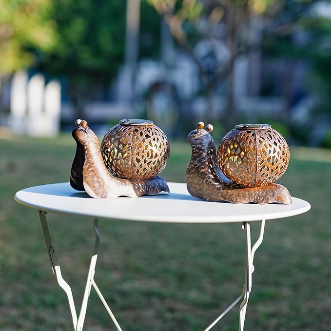 2 Pack Snail Solar Lanterns Outdoor Waterproof