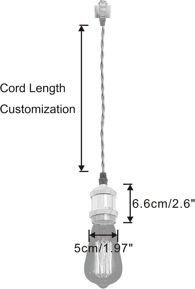 Kiven H-Type Wire Track LightPendants,Cord Length Customization Provided, 3 Lights Restaurant Decorative Pendant Light Industrial Pendant Lamp, Bulb Not Included,Chrome Finish