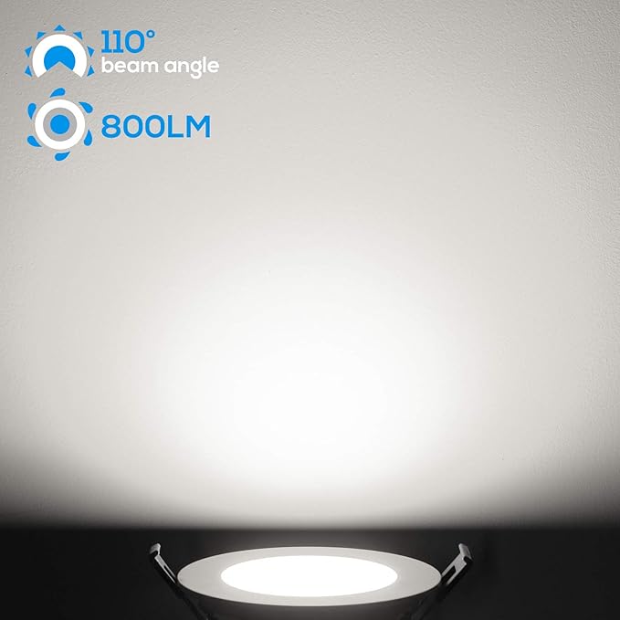 TORCHSTAR Essential Series 4 Inch Ultra-Thin LED Recessed Lighting with J-Box, 800lm Dimmable Slim Panel Downlight, ETL & Energy Star Listed, 4000K Cool White, Pack of 4